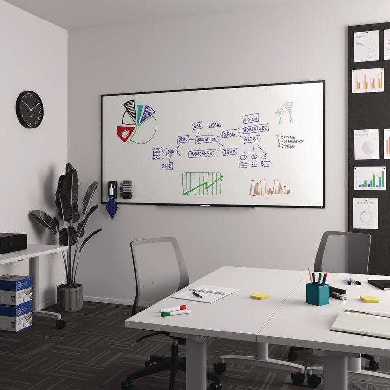 TRU RED™ Melamine Dry Erase Board, 96" x 48", White Surface, Black Aluminum Frame (TUDTR59357) Each