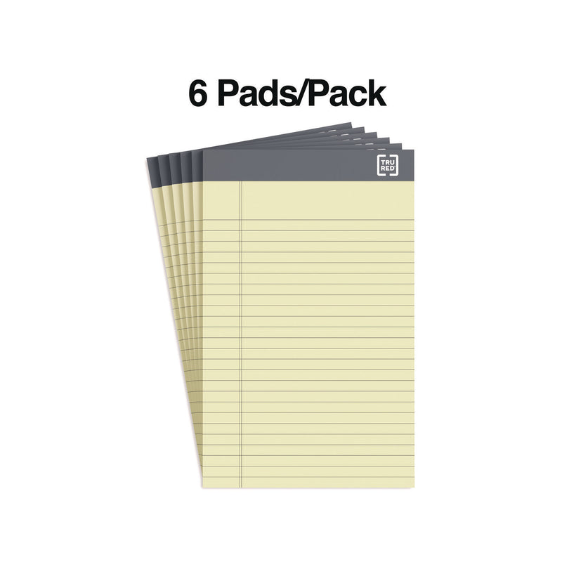 TRU RED™ Notepads, Narrow Rule, 50 Canary Yellow 5 x 8 Sheets, 6/Pack (TUDTR59899) Pack of 6