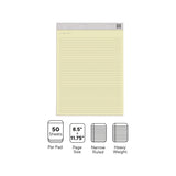 TRU RED™ Notepads, Narrow Rule, 50 Canary Yellow 8.5 x 11.75 Sheets, 6/Pack (TUDTR59921)