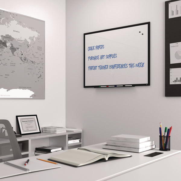 TRU RED™ Magnetic Porcelain Dry Erase Board, 48" x 36", White Surface, Black Aluminum Frame (TUDTR61189) Each