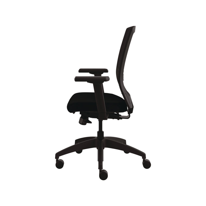 Allsteel® Quip Ergonomic Mesh Back Swivel Task Chair, Supports Up to 300 lb, Black Seat, Carbon Back, Black Base (ASZSTNOBLK) Each