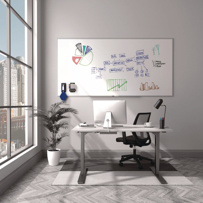 TRU RED™ Melamine Dry Erase Board, 96" x 48", White Surface, Gray/Natural Aluminum Frame (TUDTR59351) Each