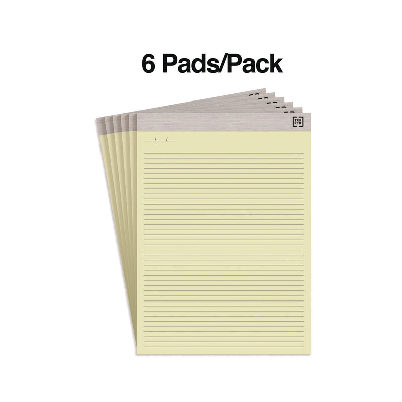 TRU RED™ Notepads, Narrow Rule, 50 Canary Yellow 8.5 x 11.75 Sheets, 6/Pack (TUDTR59921)