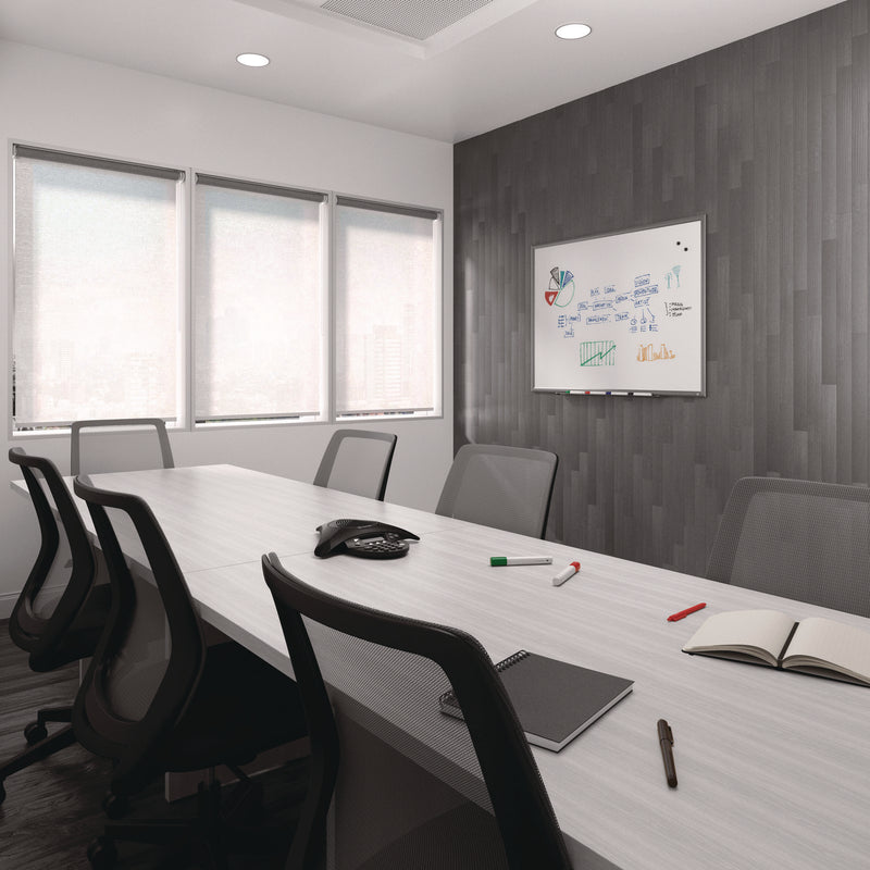 TRU RED™ Magnetic Porcelain Dry Erase Board, 48" x 36", White Surface, Gray/Natural Aluminum Frame (TUDTR61185) Each