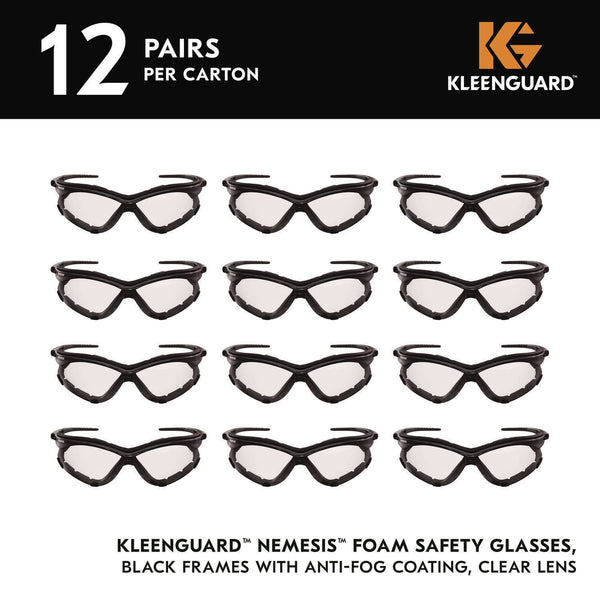 KleenGuard™ V30 Nemesi Foam Safety Glasses, Black Nylon Frame, Clear Polycarbonate Lens, 12/Carton (KCC65335) Case of 12