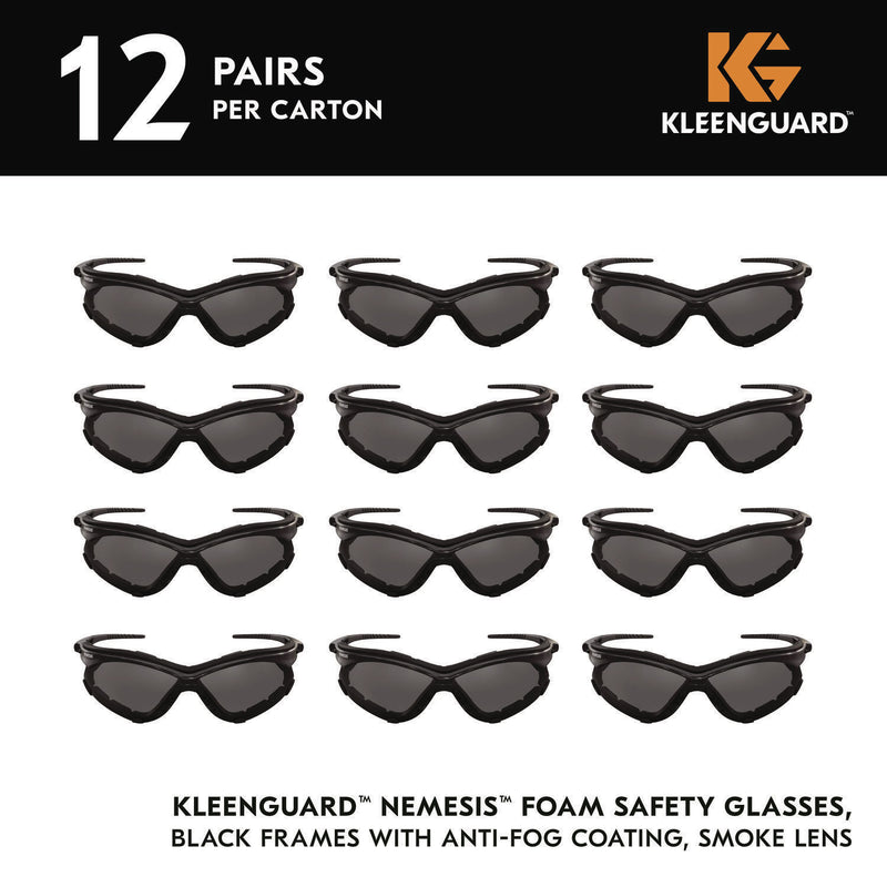 KleenGuard™ V30 Nemesis Foam Safety Glasses, Black Nylon Frame, Smoke Polycarbonate Lens, 12/Carton (ANS65336) Case of 12