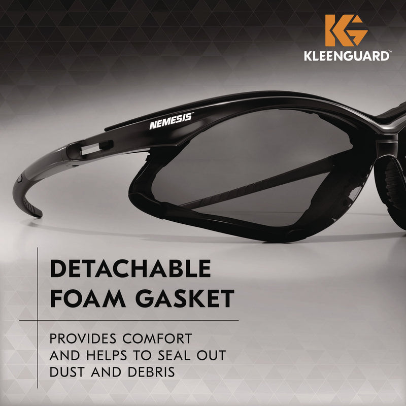 KleenGuard™ V30 Nemesis Foam Safety Glasses, Black Nylon Frame, Smoke Polycarbonate Lens, 12/Carton (KCC65336) Case of 12