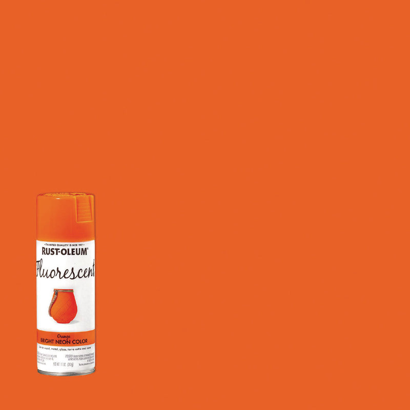 Rust-Oleum® Specialty Fluorescent Spray Paint, Flat Fluorescent Orange, 11 oz Aerosol Can (RST342568EA) Each