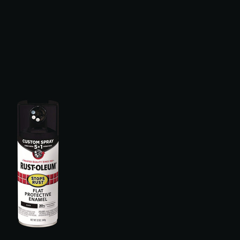 Rust-Oleum® Stops Rust 5-in-1 Spray Paint, Flat Black, 12 oz Aerosol Can (RST376855EA) Each