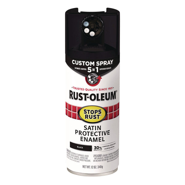 Rust-Oleum® Stops Rust 5-in-1 Spray Paint, Satin Black, 12 oz Aerosol Can (RST376869EA) Each