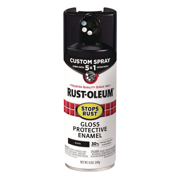 Rust-Oleum® Stops Rust 5-in-1 Spray Paint, Gloss Black, 12 oz Aerosol Can (RST376884EA) Each
