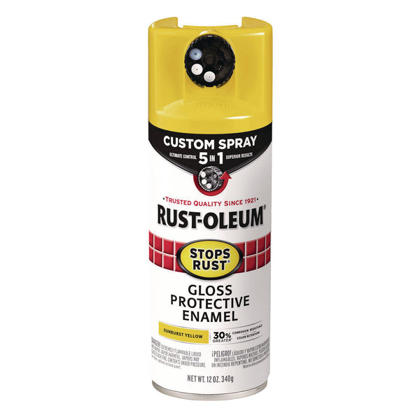 Rust-Oleum® Stops Rust 5-in-1 Spray Paint, Gloss Sunburst Yellow, 12 oz Aerosol Can (RST376898EA) Each