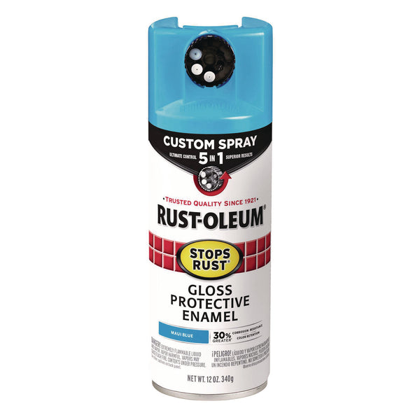 Rust-Oleum® Stops Rust 5-in-1 Spray Paint, Gloss Maui Blue, 12 oz Aerosol Can (RST376907EA) Each