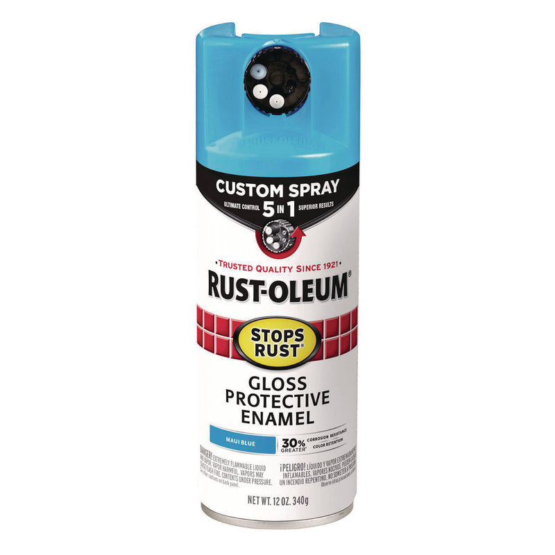 Rust-Oleum® Stops Rust 5-in-1 Spray Paint, Gloss Maui Blue, 12 oz Aerosol Can (RST376907EA) Each