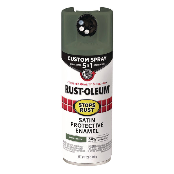 Rust-Oleum® Stops Rust 5-in-1 Spray Paint, Satin Earthy Green, 12 oz Aerosol Can (RST383421EA) Each