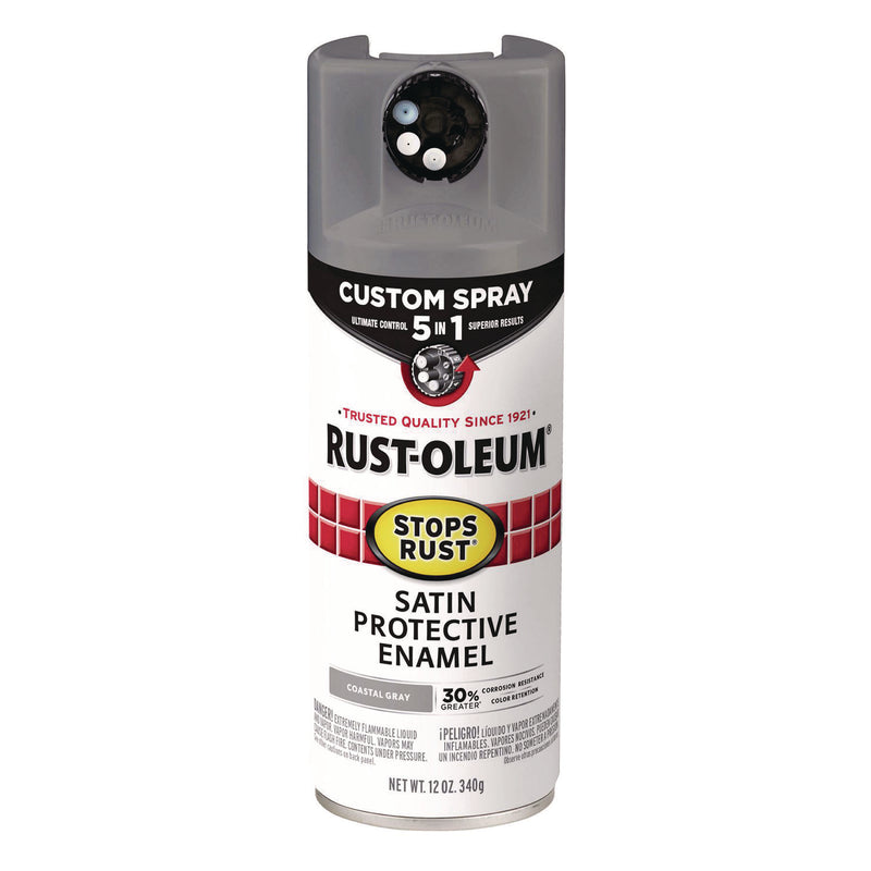 Rust-Oleum® Stops Rust 5-in-1 Spray Paint, Satin Coastal Gray, 12 oz Aerosol Can, 6/Carton (RST376872) Case of 6