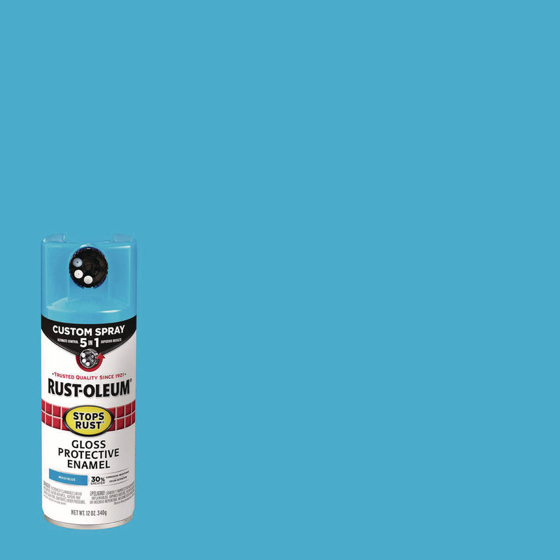 Rust-Oleum® Stops Rust 5-in-1 Spray Paint, Gloss Maui Blue, 12 oz Aerosol Can, 6/Carton (RST376907) Case of 6