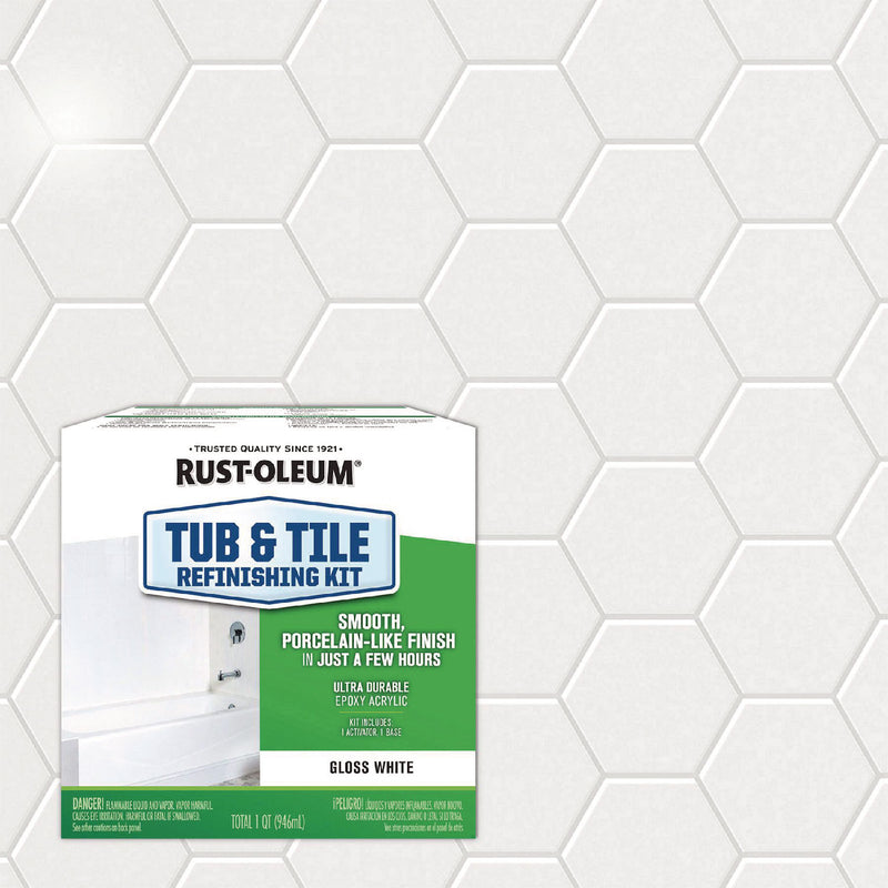 Rust-Oleum® Specialty Tub and Tile Refinishing Kit, Gloss White, Quart, 4 Kits/Carton (RST384165) Case of 4