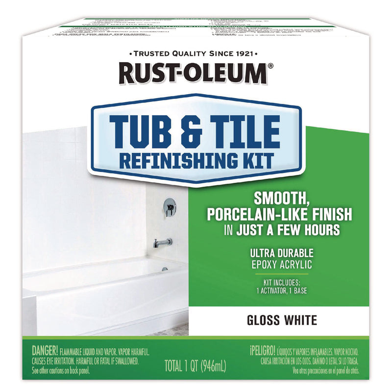 Rust-Oleum® Specialty Tub and Tile Refinishing Kit, Gloss White, Quart, 4 Kits/Carton (RST384165) Case of 4
