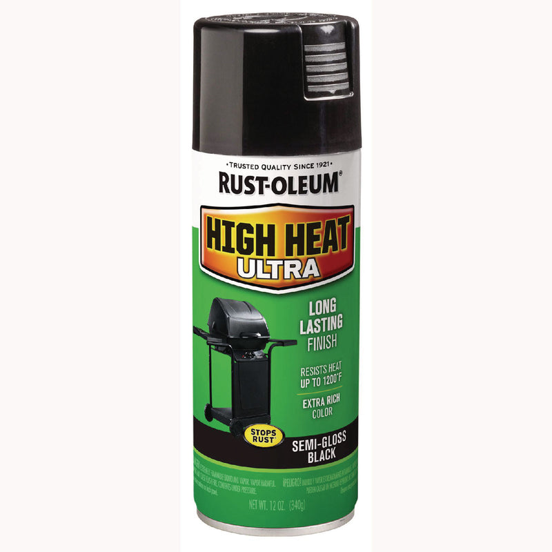 Rust-Oleum® High Heat Enamel Spray Paint, Semi-Gloss Black, 12 oz Aerosol Can (RST241169EA) Each