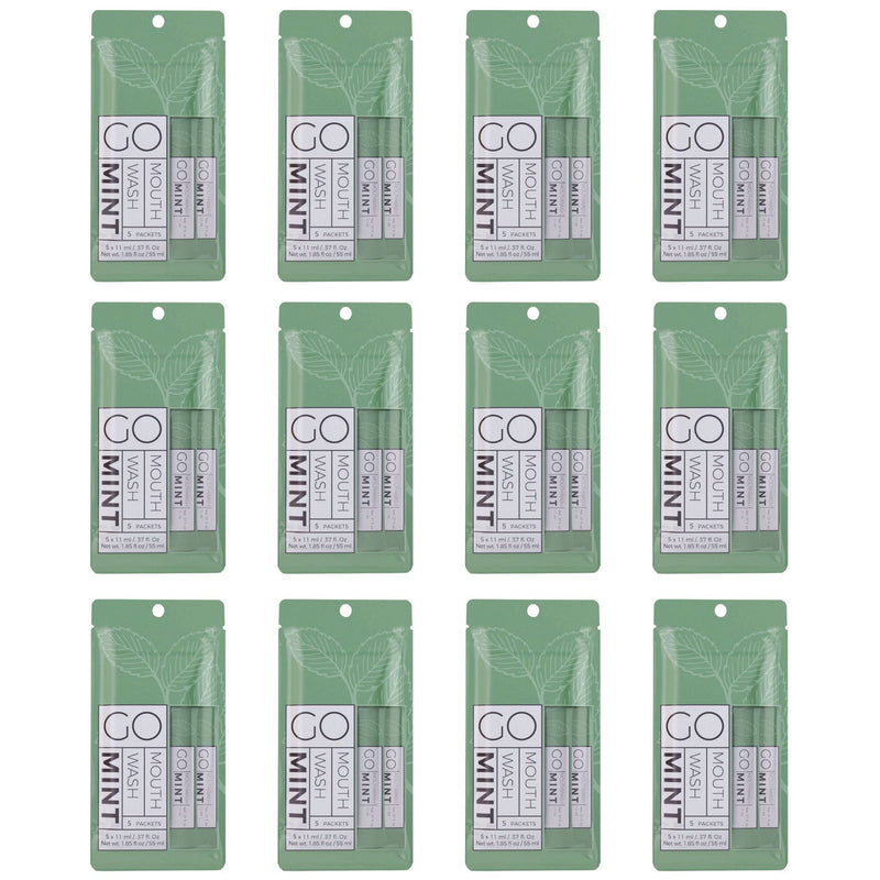 Go Mouthwash Individual Mouthwash Packets, Mint Flavor, 0.37 oz Packet, 5/Pack, 12 Packs/Box (GMHMW05) Box of 12