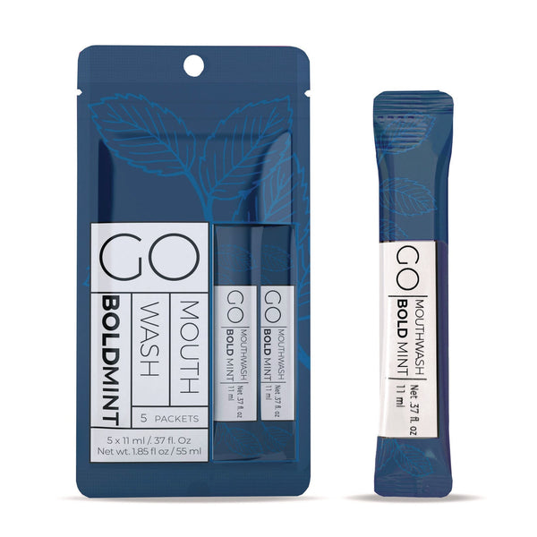 Go Mouthwash Individual Mouthwash Packets, Bold Mint Flavor, 0.37 Packet, 5/Pack, 12 Packs/Box (GMHMW05BOLD) Box of 12
