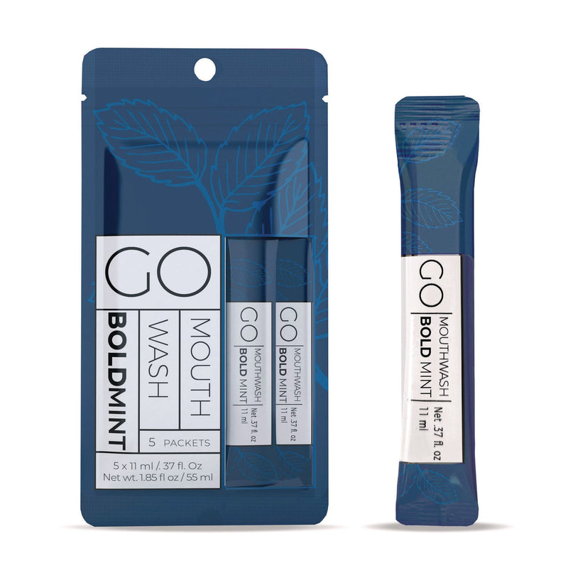 Go Mouthwash Individual Mouthwash Packets, Bold Mint Flavor, 0.37 Packet, 5/Pack, 12 Packs/Box (GMHMW05BOLD) Box of 12