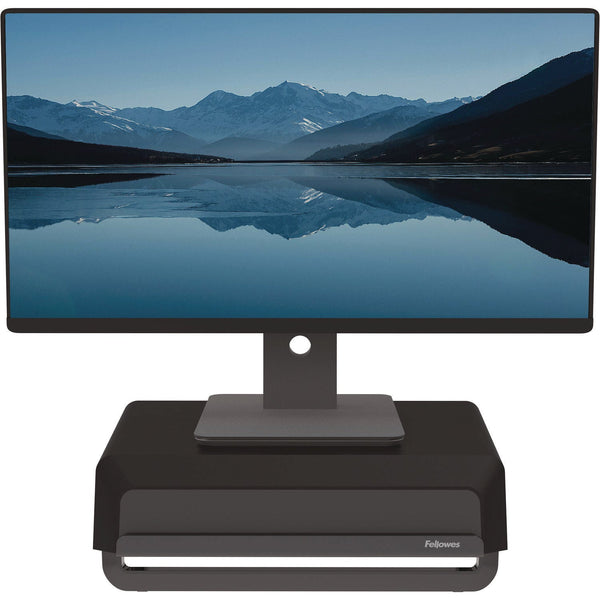 Fellowes® Breyta Monitor Stand, 13.94" x 11.97" x 3.25" to 6", Black, Supports 33 lbs (FEL100098502)