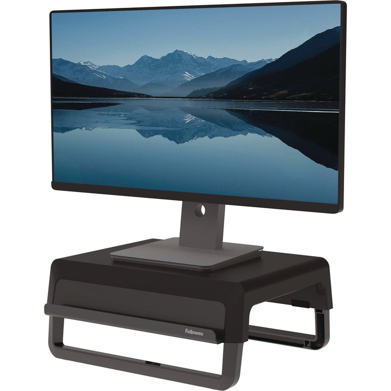 Fellowes® Breyta Monitor Stand, 13.94" x 11.97" x 3.25" to 6", Black, Supports 33 lbs (FEL100098502)