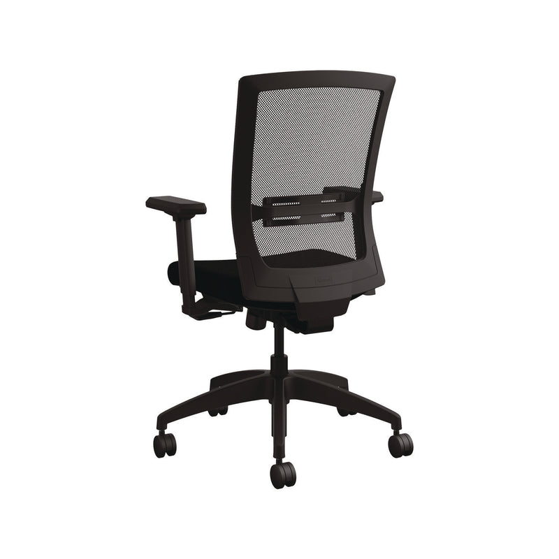 Allsteel® Quip Ergonomic Mesh Back Swivel Task Chair, Supports Up to 300 lb, Black Seat, Carbon Back, Black Base (ASZSTNOBLK) Each