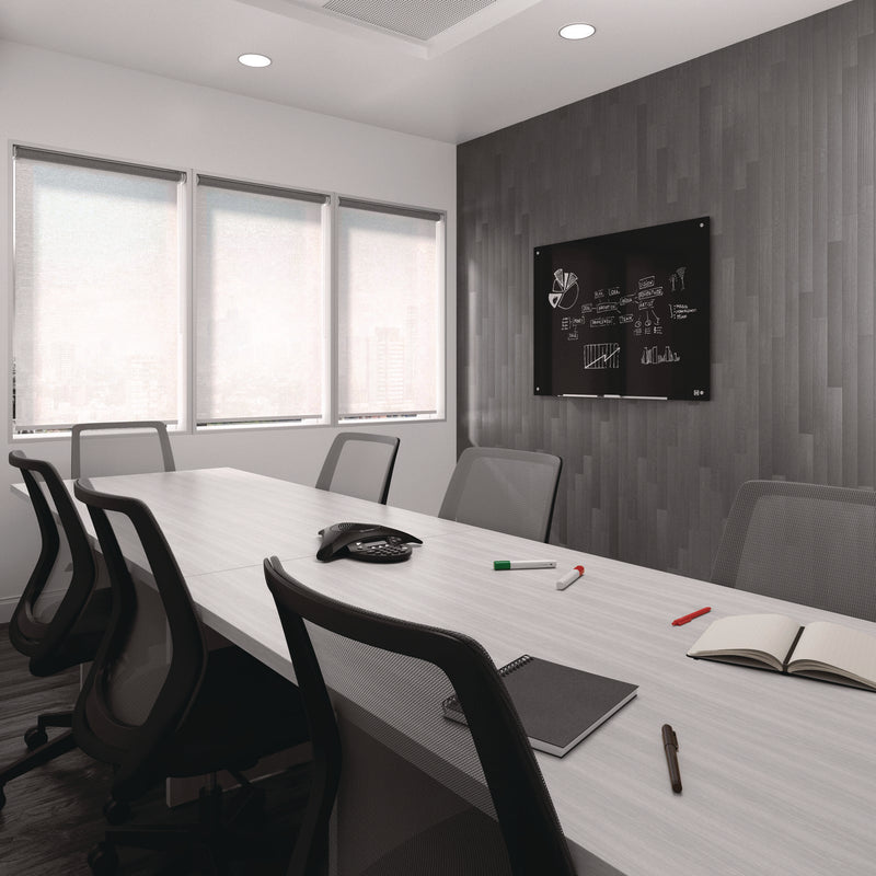 TRU RED™ Tempered Glass Dry Erase Board, 48" x 36", Black Surface (TUDTR61200) Each