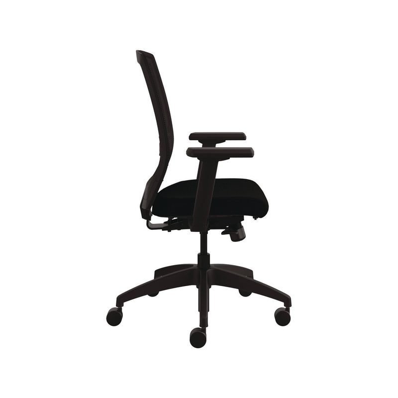 Allsteel® Quip Ergonomic Mesh Back Swivel Task Chair, Supports Up to 300 lb, Black Seat, Carbon Back, Black Base (ASZSTNOBLK) Each