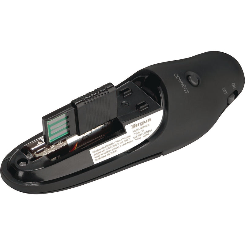 Targus Wireless USB Presenter with Laser Pointer, Class 2, 50 ft Range, Black (TRGAMP16US) Each