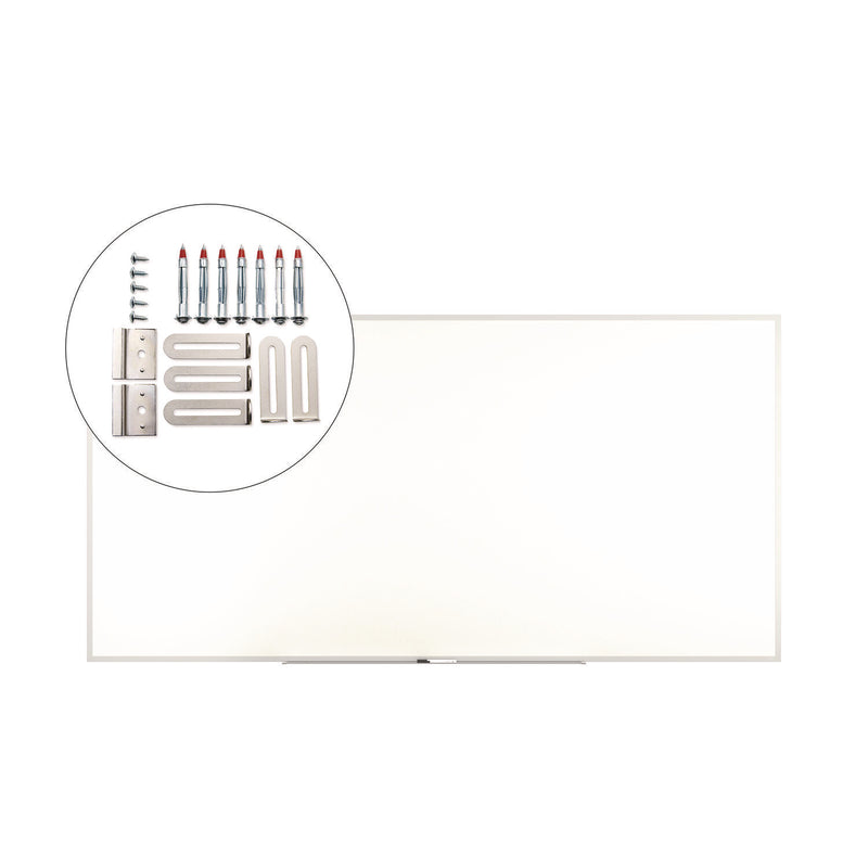 TRU RED™ Melamine Dry Erase Board, 96" x 48", White Surface, Gray/Natural Aluminum Frame (TUDTR59351) Each