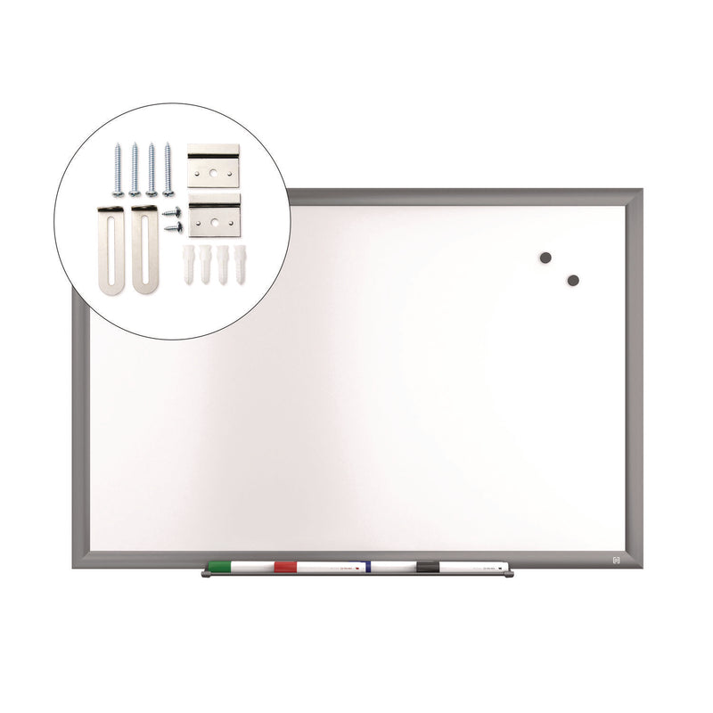 TRU RED™ Magnetic Porcelain Dry Erase Board, 36" x 24", White Surface, Gray/Natural Aluminum Frame (TUDTR61184) Each