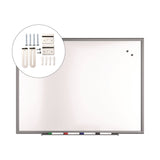 TRU RED™ Magnetic Porcelain Dry Erase Board, 48" x 36", White Surface, Gray/Natural Aluminum Frame (TUDTR61185) Each