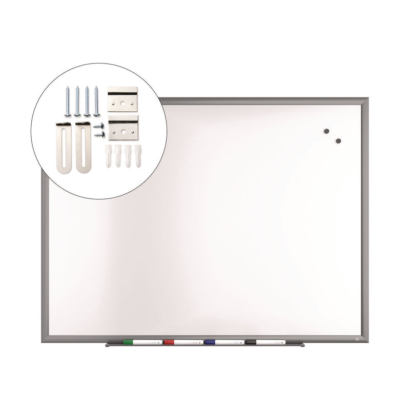 TRU RED™ Magnetic Porcelain Dry Erase Board, 48" x 36", White Surface, Gray/Natural Aluminum Frame (TUDTR61185) Each