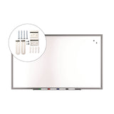 TRU RED™ Magnetic Porcelain Dry Erase Board, 60" x 36", White Surface, Gray/Natural Aluminum Frame (TUDTR61186) Each