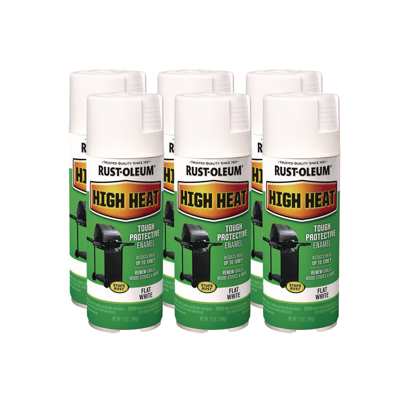 Rust-Oleum® High Heat Enamel Spray Paint, Flat White, 12 oz Aerosol Can, 6/Carton (RST7751830) Case of 6