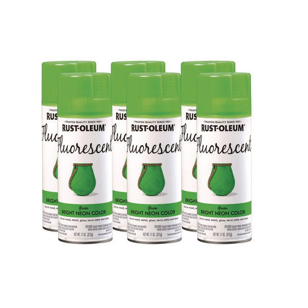 Rust-Oleum® Specialty Fluorescent Spray Paint, Flat Fluorescent Green, 11 oz Aerosol Can, 6/Carton (RST342417) Case of 6