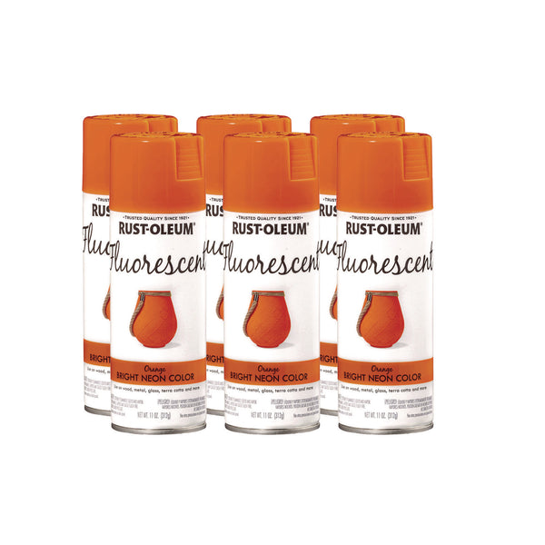 Rust-Oleum® Specialty Fluorescent Spray Paint, Flat Fluorescent Orange, 11 oz Aerosol Can, 6/Carton (RST342568) Case of 6