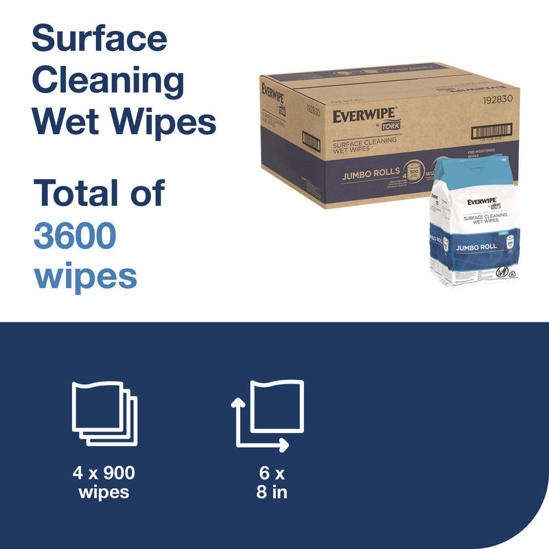 Tork® Surface Cleaning Wet Wipe, 1-Ply, 6 x 6, Lemon, White, 900 Sheets, 4/Carton (TRK192830) Case of 4