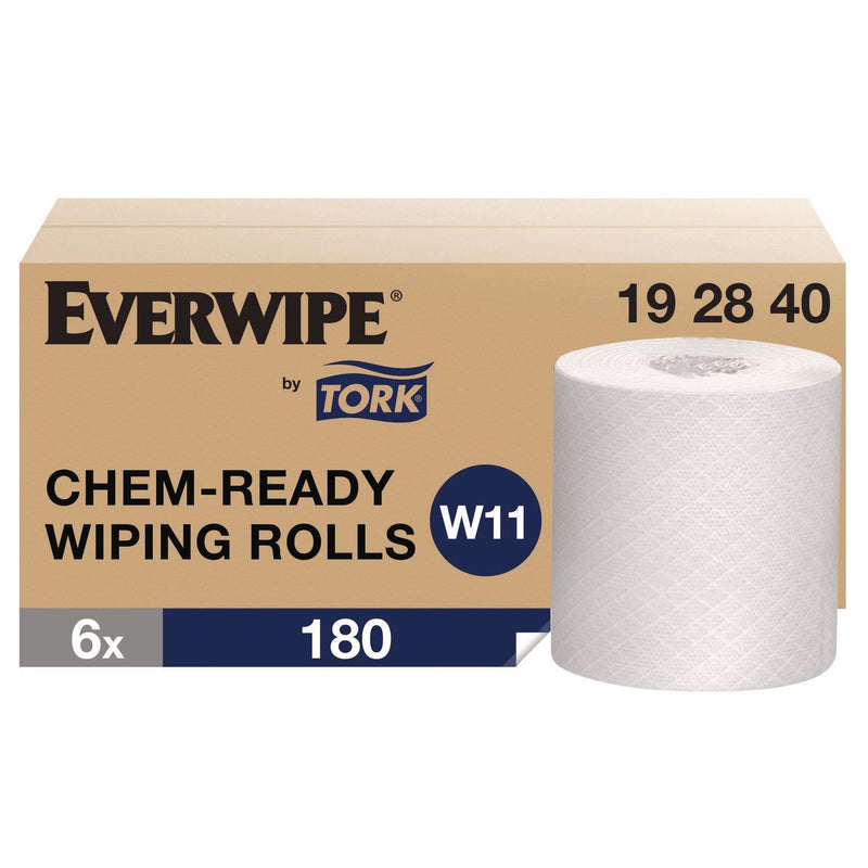 Tork® Chem-Ready Wiping Rolls, 1-Ply, 12 x 5.25, White, 180 Sheets, 6 Rolls/Carton (TRK192840) Case of 6