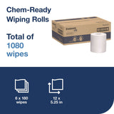 Tork® Chem-Ready Wiping Rolls, 1-Ply, 12 x 5.25, White, 180 Sheets, 6 Rolls/Carton (TRK192840) Case of 6