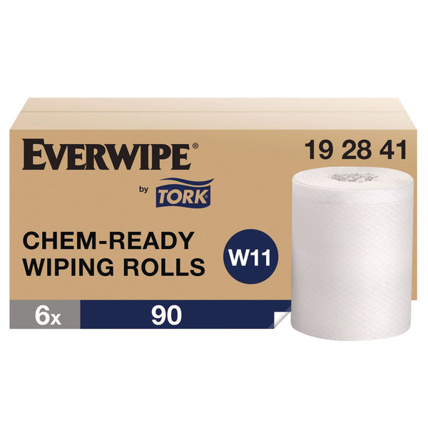 Tork® Chem-Ready Wiping Rolls, 1-Ply, 12 x 12, White, 90 Sheets, 6 Rolls/Carton (TRK192841)