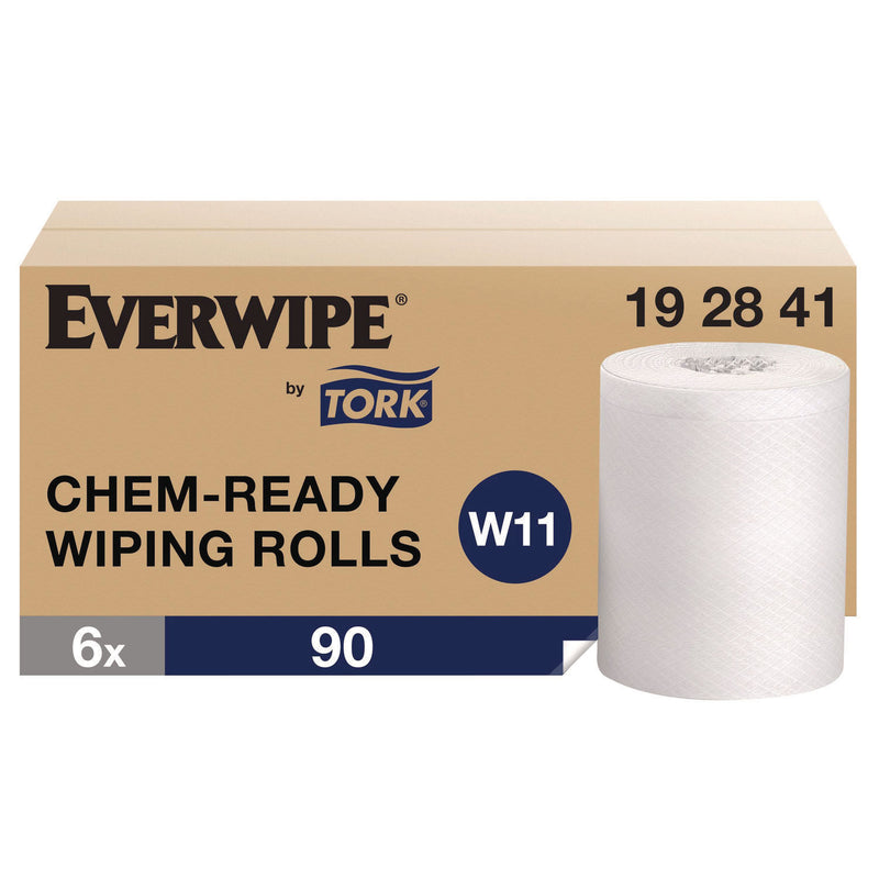 Tork® Chem-Ready Wiping Rolls, 1-Ply, 12 x 12, White, 90 Sheets, 6 Rolls/Carton (TRK192841) Case of 6