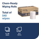 Tork® Chem-Ready Wiping Rolls, 1-Ply, 12 x 12, White, 90 Sheets, 6 Rolls/Carton (TRK192841) Case of 6