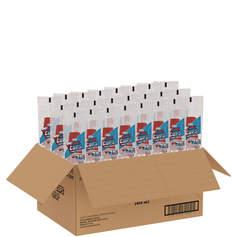 Dart® SOLO Party Plastic Cold Drink Cups, 16 oz, Red, 24/Pack, 25 Packs/Carton (SCCY16250001) Case of 600