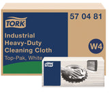 Tork® Industrial Heavy-Duty Cleaning Cloth, 1-Ply, 13.97 x, 4.25, Unscented, White, 60 Cloths, 4/Carton (TRK570481) Case of 4