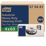 Tork® Industrial Heavy-Duty Cleaning Cloth, 1-Ply, 13.97 x, 4.25, Unscented, White, 60 Cloths, 4/Carton (TRK570481) Case of 4